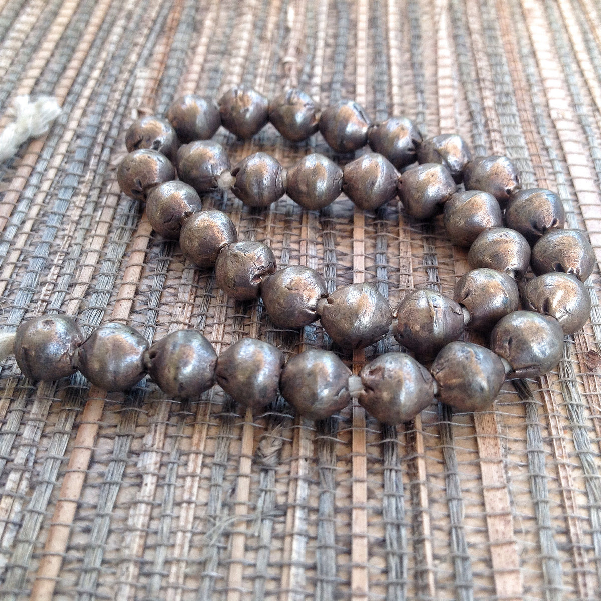 Strand of Matched Old Silver Metal Coin Silver Nicely Shaped Spacer Beads from Ethiopia - ANT311