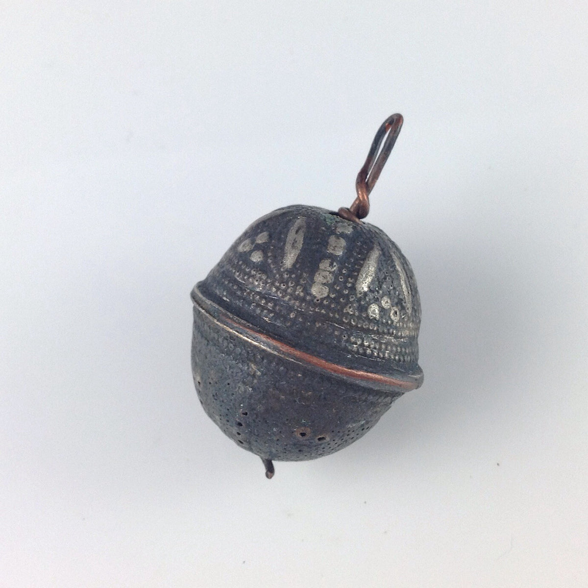 Mauritanian Silver Aggrab al Fadda Bead Pendant with Copper Band - C198p