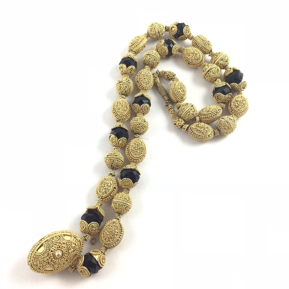Gilt Silver Gold Washed Traditional Beaded Bridal Necklace from Mauritania - Rita Okrent Collection (NE319))