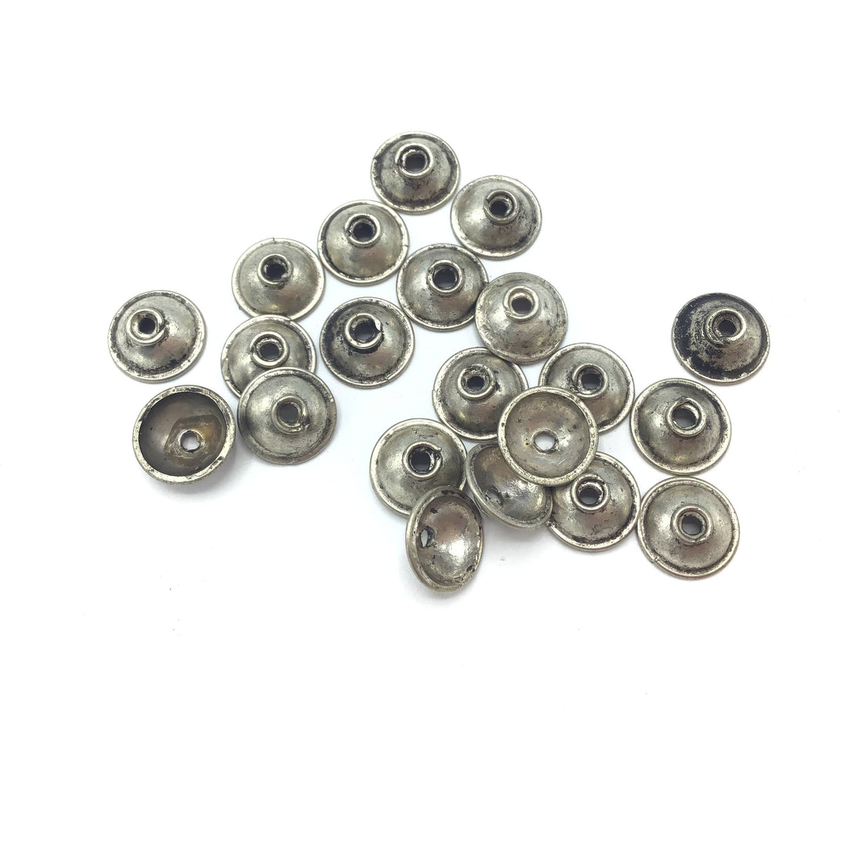 Berber Silver Bead Caps, With or Without Eyes, Set of 2, Morocco - Rita Okrent Collection (NP025)