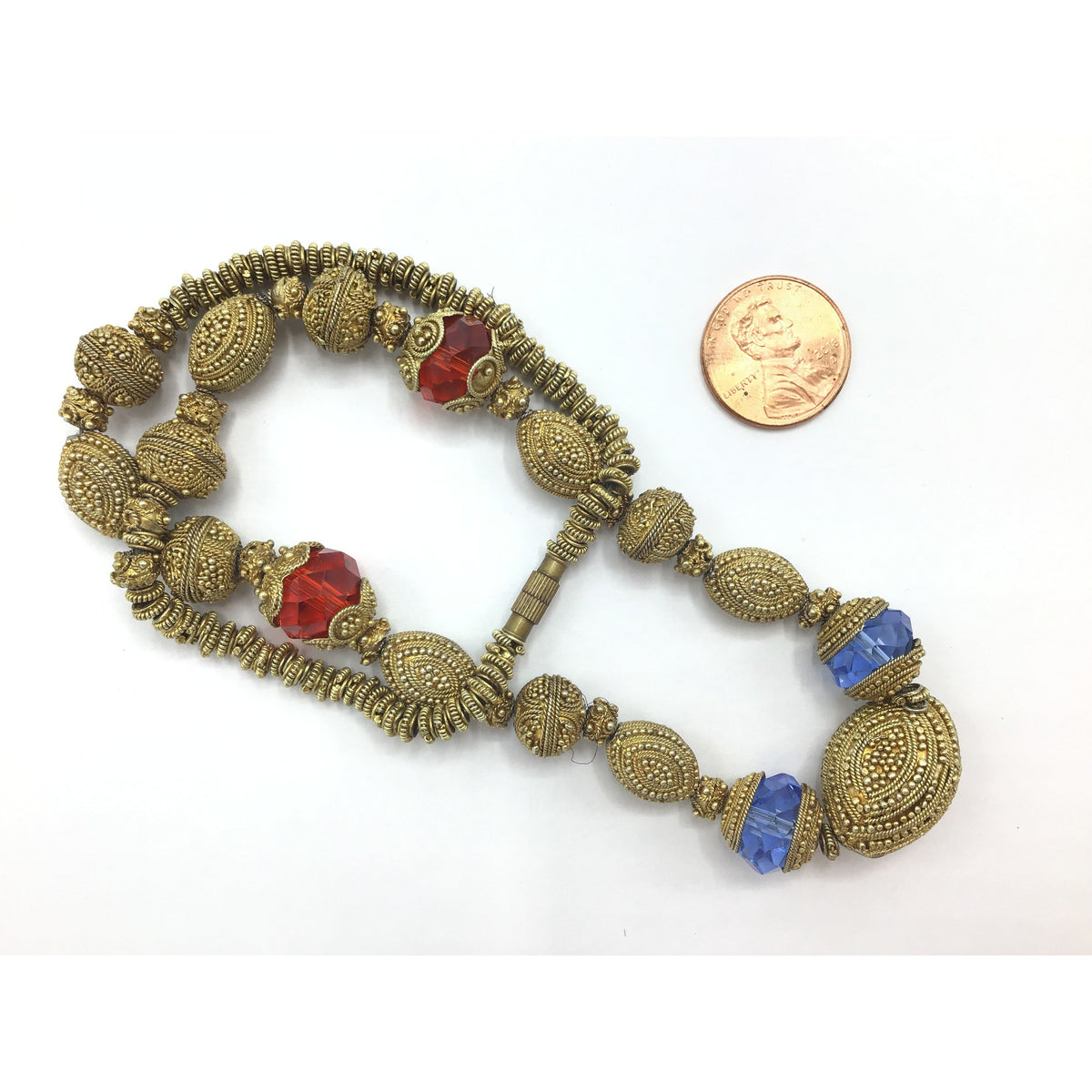 Vintage Gilt Granulated Silver Traditional Beaded Bridal Necklace from Mauritania - Rita Okrent Collection (NE316)