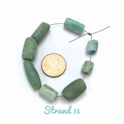 Ancient Amazonite beads in short strands, from Mauritania - Rita Okrent Collection (S469)