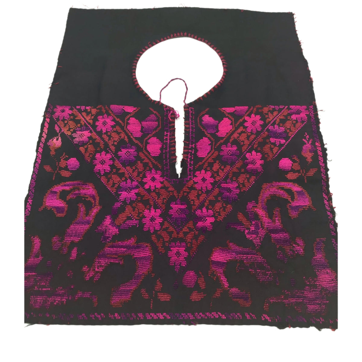 Old Traditional Hand Embroidered Pink and Purple Bedouin Textile Fabric Piece - Rita Okrent Collection (AA280)