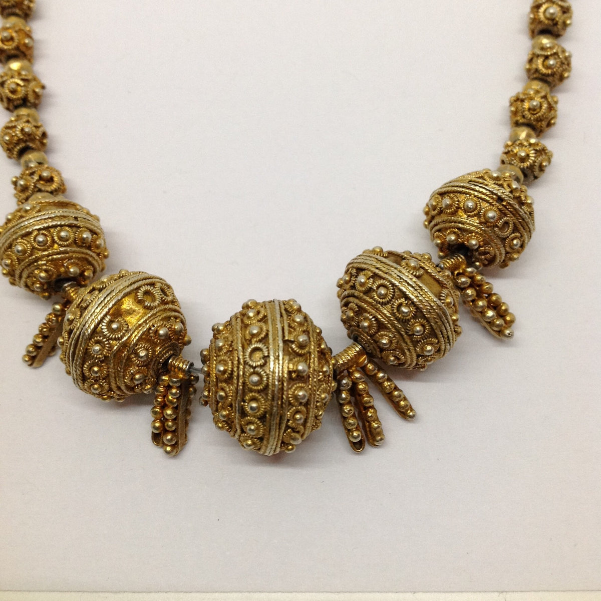Gilt Silver Traditional Beaded Bridal Necklace from Mauritania - Rita Okrent Collection (C509)