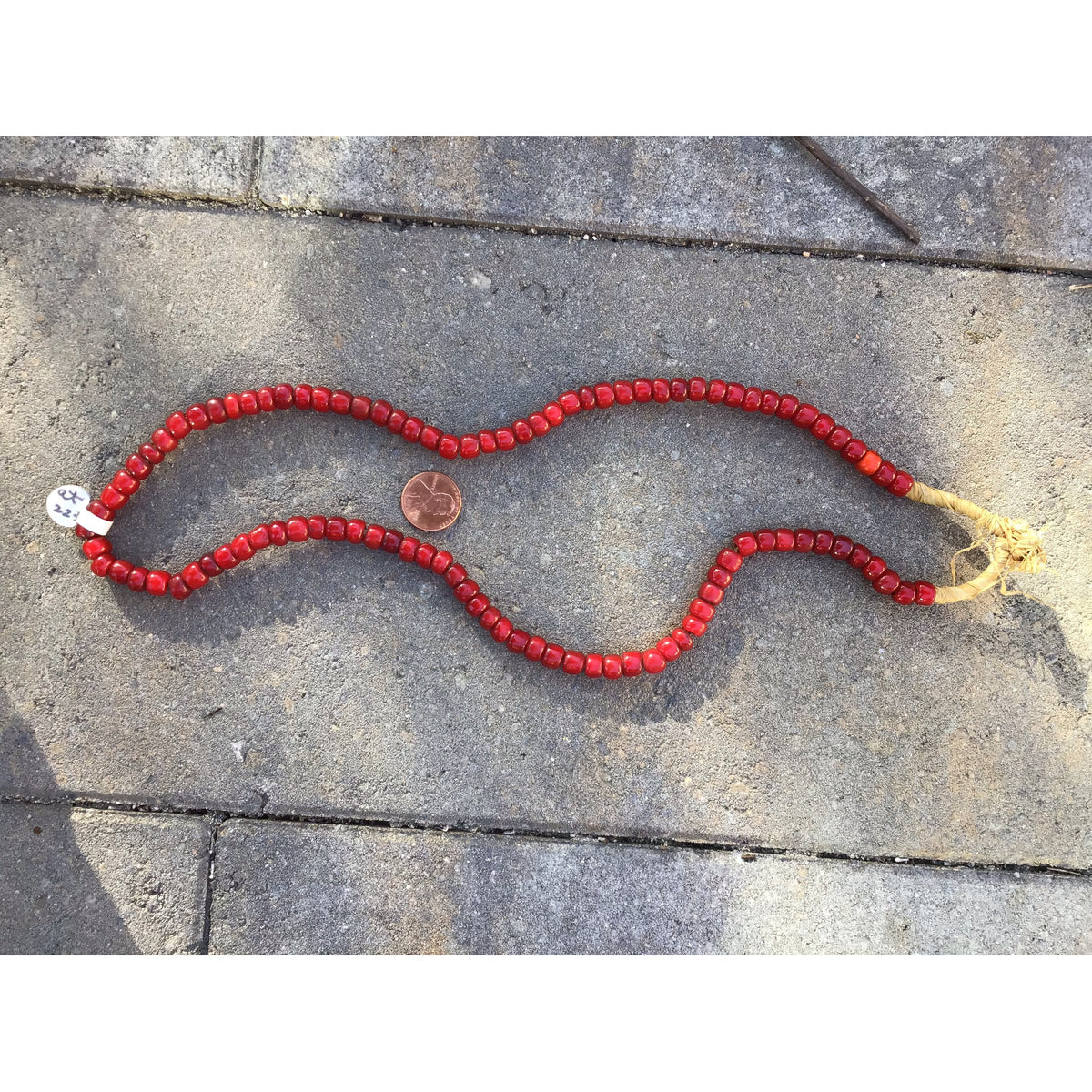 Vintage Red Glass White Heart Beads from the African Trade - Rita Okrent Collection (AT0223b)