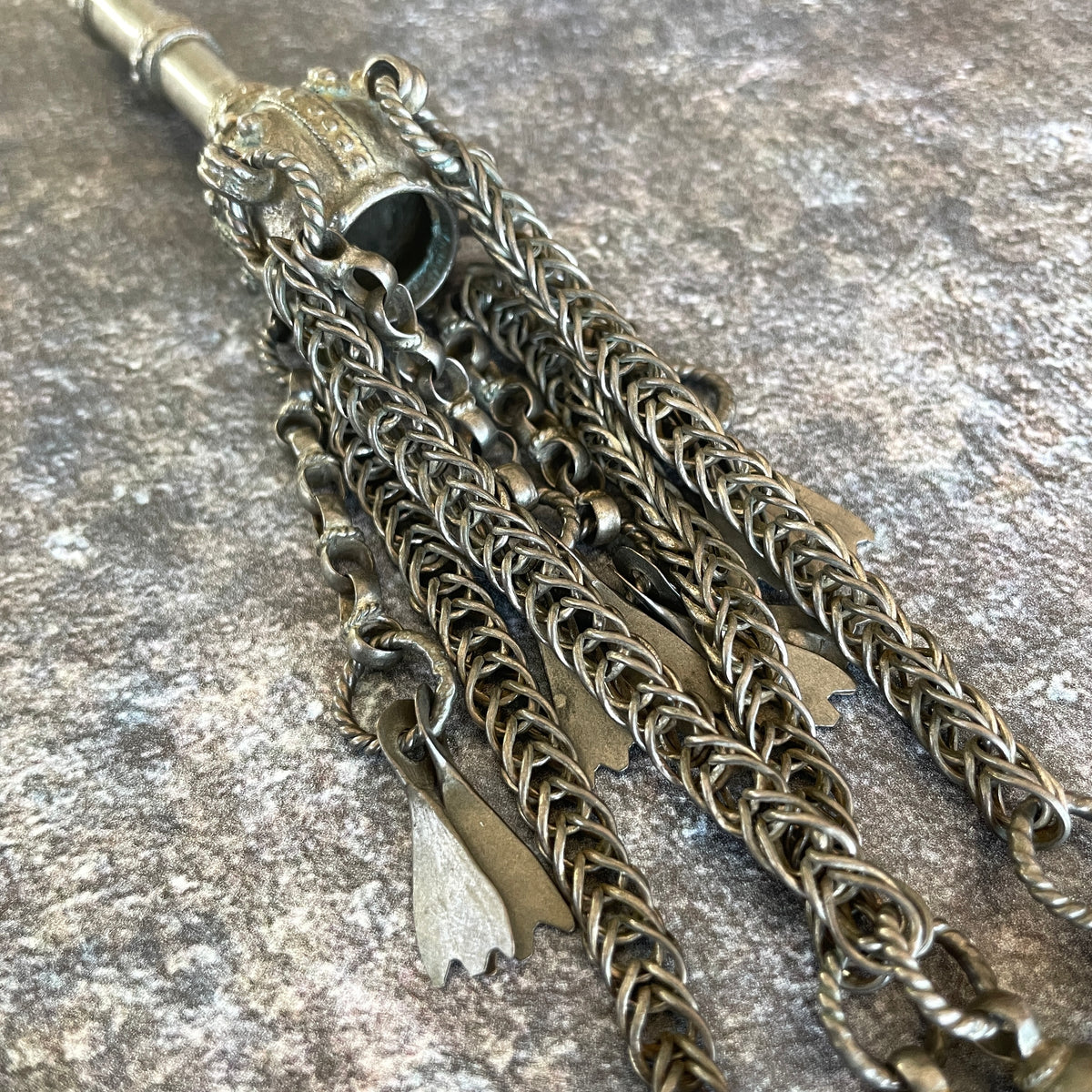 Palestinian Bedouin Silver Temporal Pendant with Hanging Hamsas and Coins - Rita Okrent Collection (C803b)