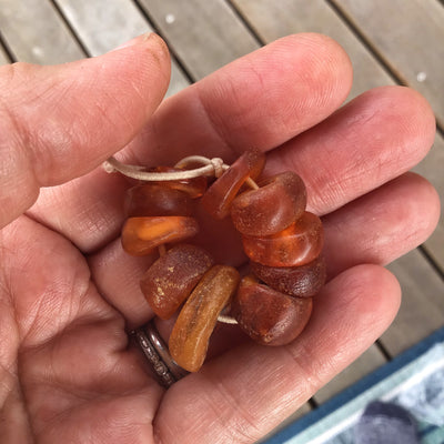 Strand of 10 Antique Baltic Amber Beads from Mauritania - RIta Okrent Collection (C477b)
