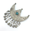 Traditional Tribal Bedouin Crescent Star Pendant, with Lovely Etching and Blue Glass - Rita Okrent Collection (P597b)