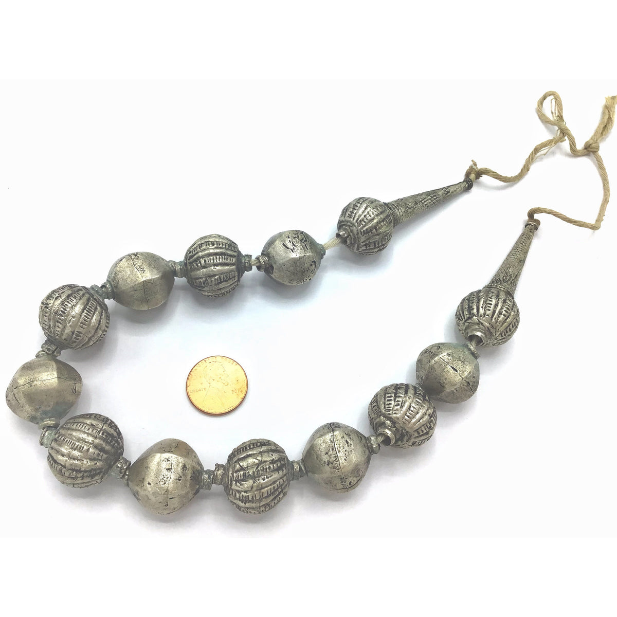 Vintage Ethnic Silver Metal Beaded Necklace - Rita Okrent Collection (ANT448)