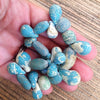 Strand of Ancient Faience Ceramic Blue Drop Pendants and Beads, Egypt - C539