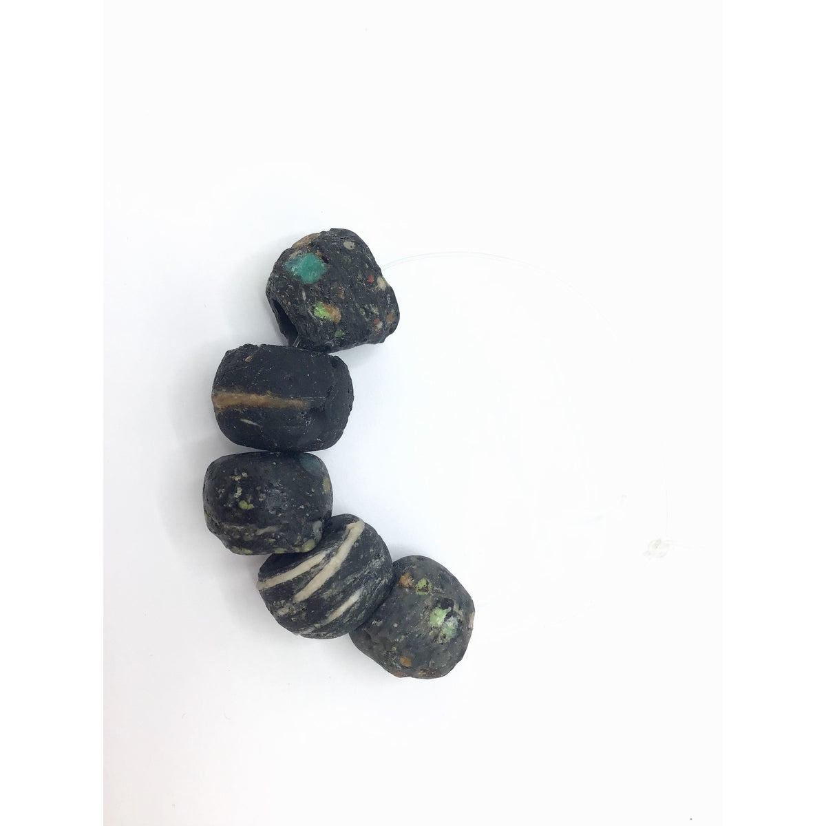Rare African Antique Black Speckled Hebron Beads, Sudan - Rita Okrent Collection (AT0608h)