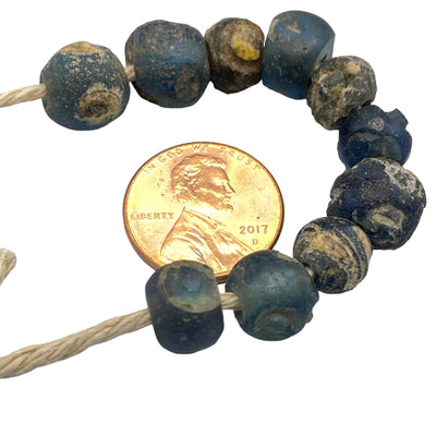 Short Strand of 10 Small Ancient Islamic Glass Evil Eye Beads from the Sahara - Rita Okrent Collection (AG305t)