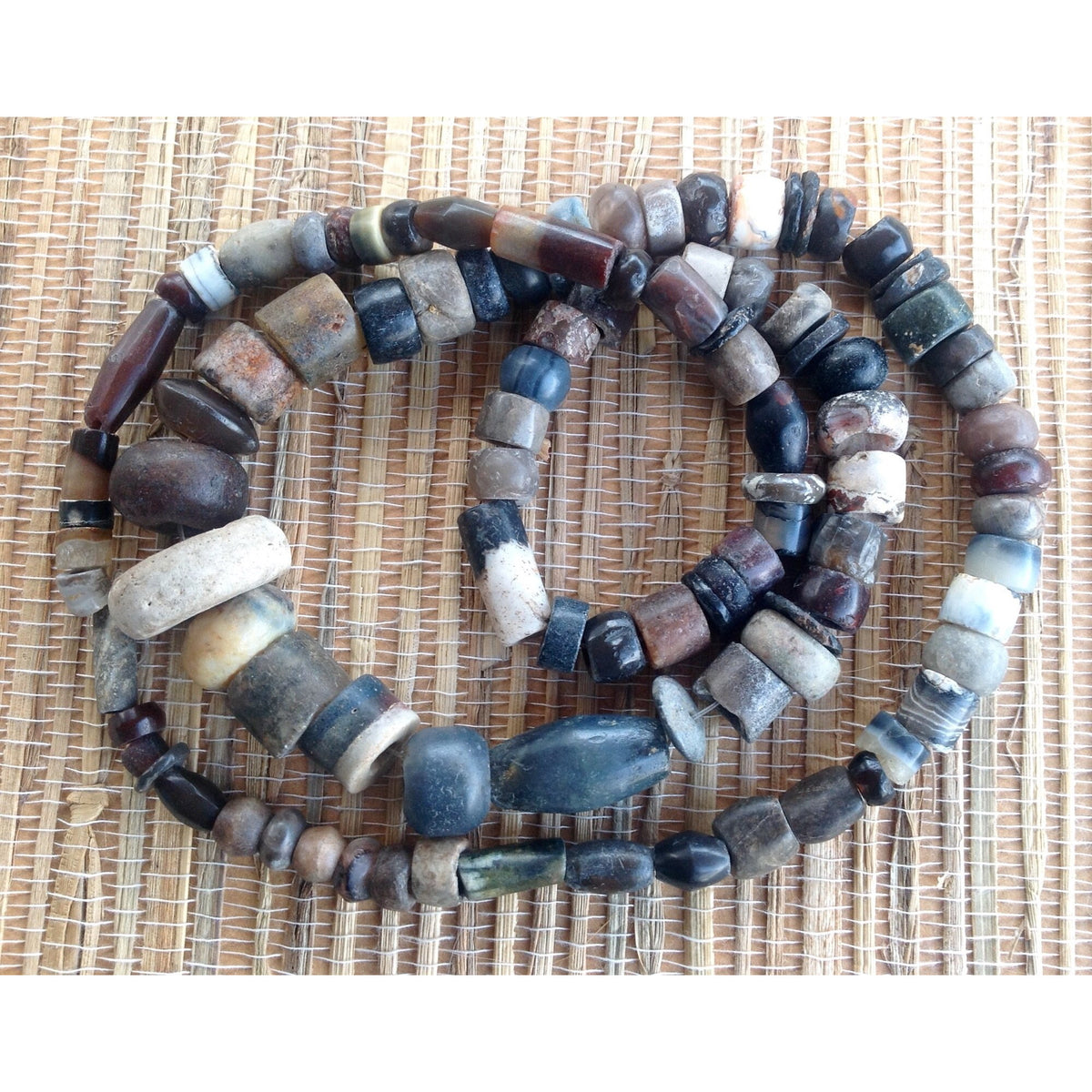 Rare Black, White and Gray Neolithic-Period Agate Beads, Mauritania - Rita Okrent Collection (S321j)