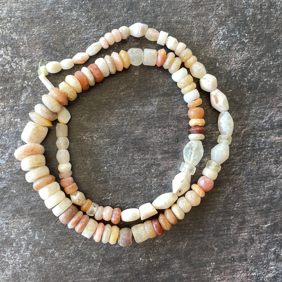 Mixed Ancient and Neolithic Stone Beads Strand, with Rock Crystal, West Africa - Rita Okrent Collection (S668c)