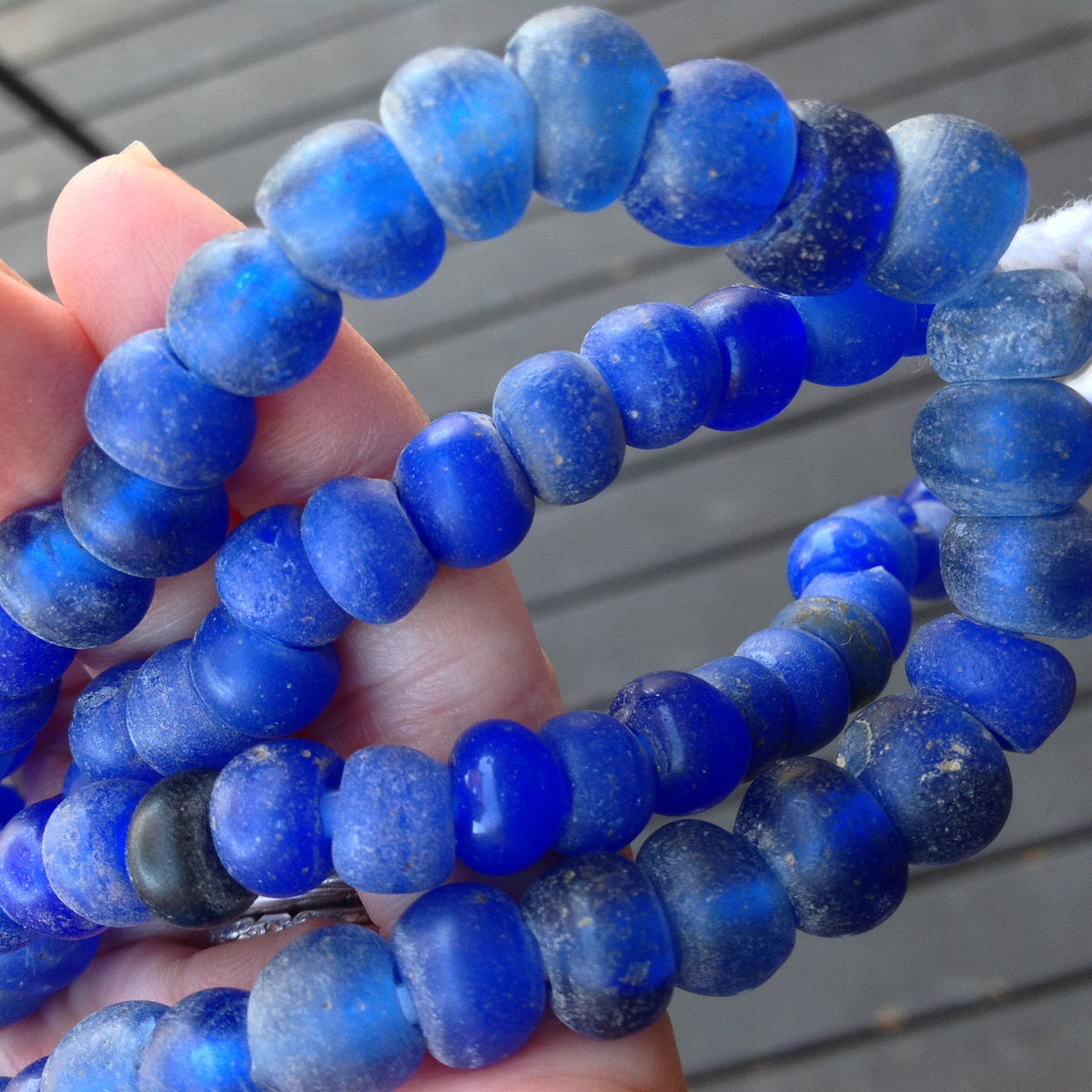 Rich Blue Antique Dutch Glass Beads, Strand - ANT403