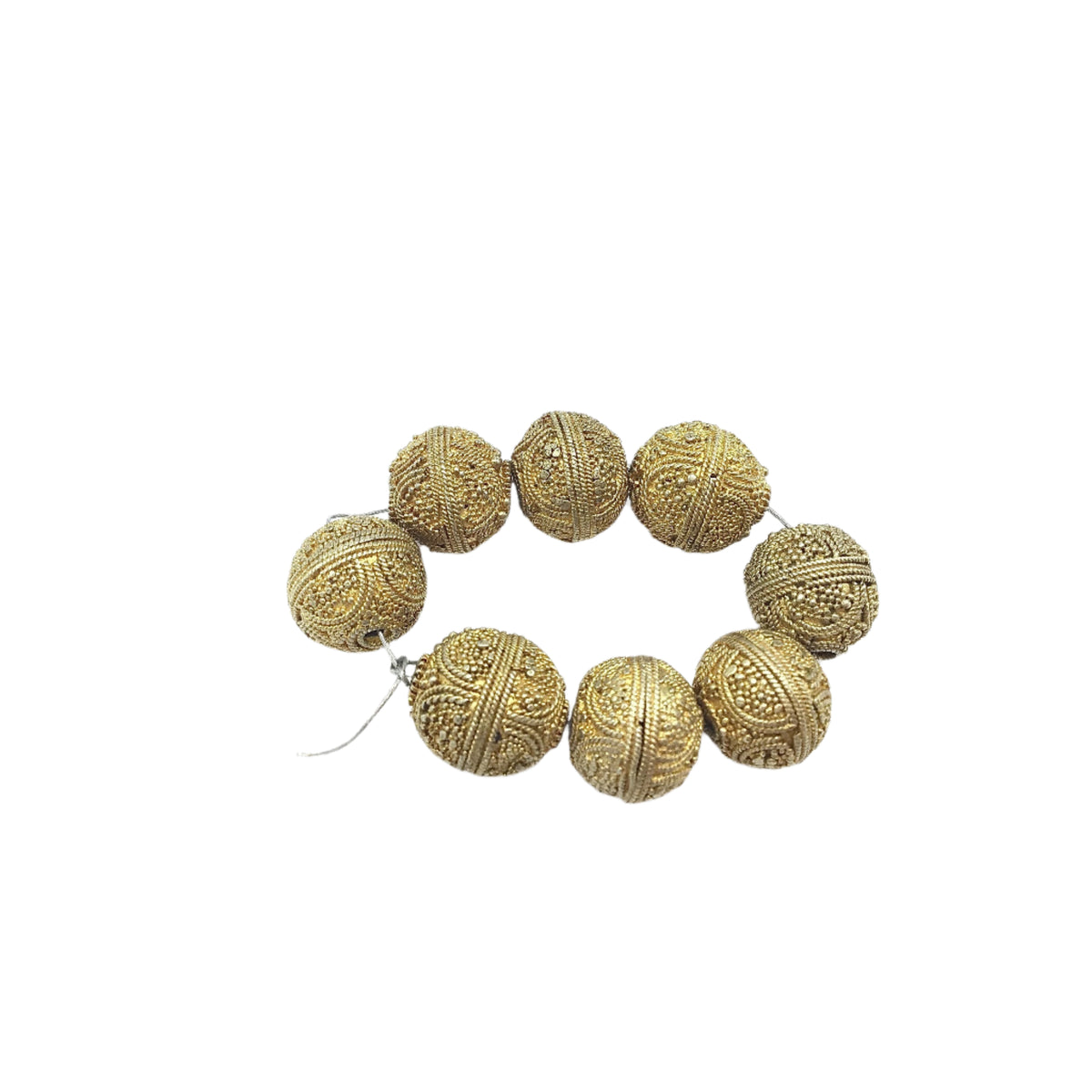 Gilt Silver Larger Granulated Beads, Strand of 8 - Rita Okrent Collection (C472)