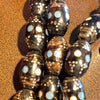 Yemeni Black Coral Beads, Inlaid with Silver and Turquoise, Tesbih - Prayer Strand - Rita Okrent Collection (ANT828)
