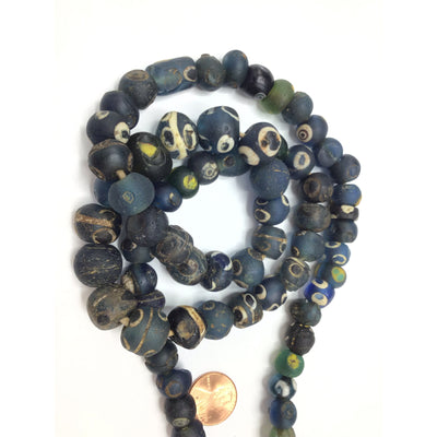 38 inch Mixed Long Strand of Islamic Glass Eye Beads from Mauritania or Mali - Rita Okrent Collection (AG225)