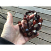 Antique Bohemian Idar-Oberstein Faceted Maroon Carnelian Agate Stone Beads, 1800's , Strand, Germany - Rita Okrent Collection (ANT401b)