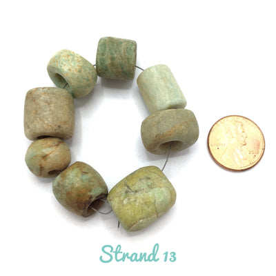 Ancient Amazonite beads in short strands, from Mauritania - Rita Okrent Collection (S469)