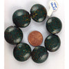 Set of 7 Matched Circular Dark Green Smooth Speckled Glass European Beads - Rita Okrent Collection (ANT396)