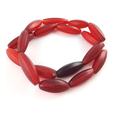 Old Red Faceted Oblong Glass Beads from the African Trade - RIta Okrent Collection (AT0779)