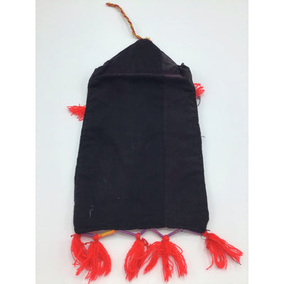 Traditional Bedouin Hand Embroidered Purse or Jewelry Bag, with Red Yarn Tassles - Rita Okrent Collection (AA287)