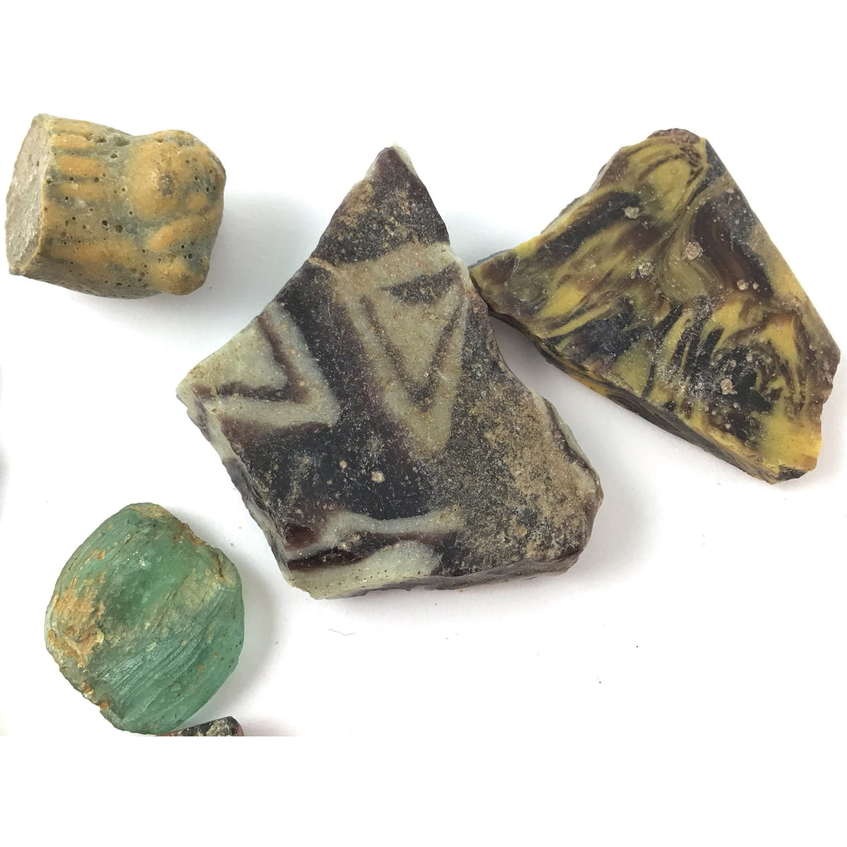 Group of 8 Ancient Mosaic Shards and Other Glass Pieces from Egypt - Rita Okrent Collection (P329c)