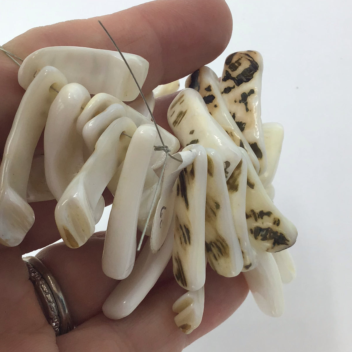 Antique Mother-of-Pearl Stick Beads from Rita&#39;s Design Room - Rita Okrent Collection (C224)