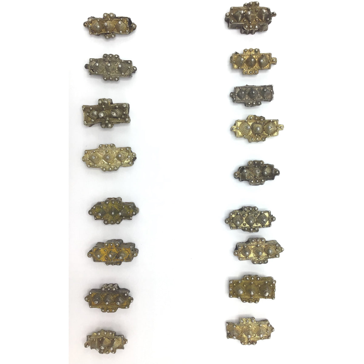 Mauritanian Gilded Silver Gold Washed Rectangular Hair Bead Ornaments - Rita Okrent Collection (C554r)