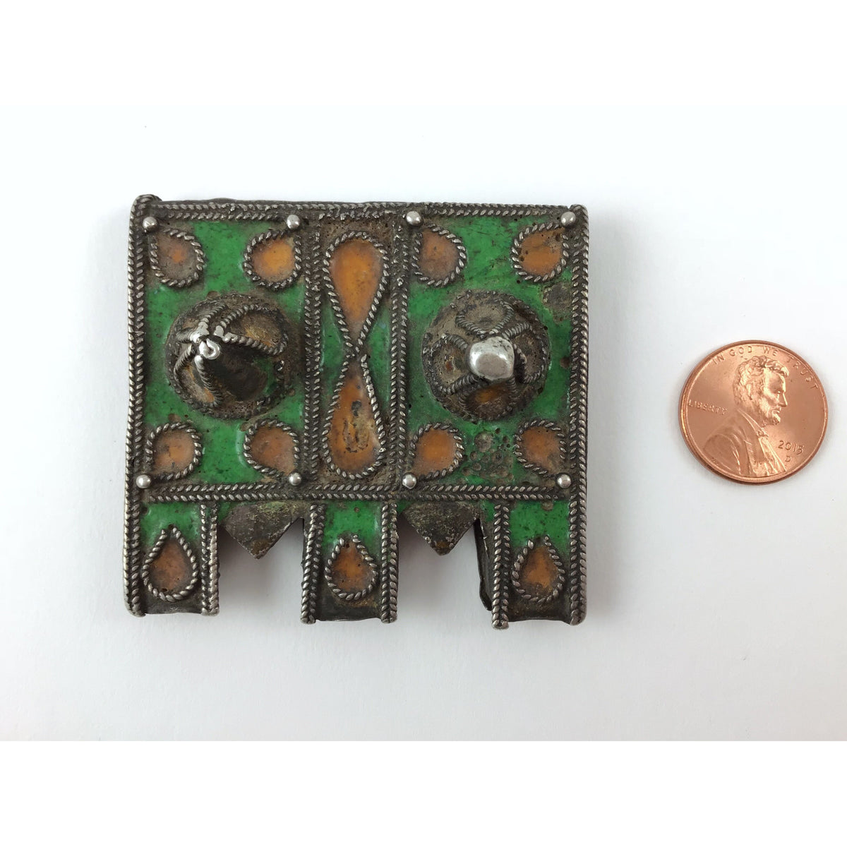 Enameled Berber Silver Protective Hirz Box Amulet, Morocco - Rita Okrent Collection (P705)
