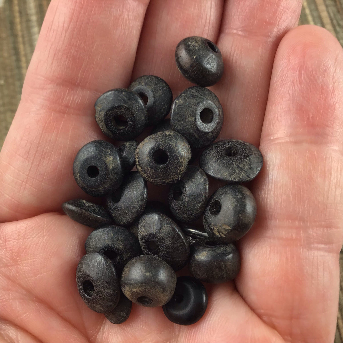 Old Ebony Beads from Broken Mauritanian Prayer Bead Strand - Rita Okrent Collection (ANT510)