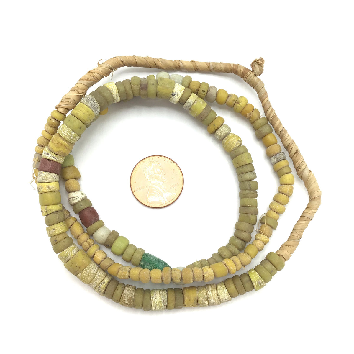 Small and Medium Mixed Yellow Ancient Glass Nila Beads, Mali - Rita Okrent Collection (AT0777)