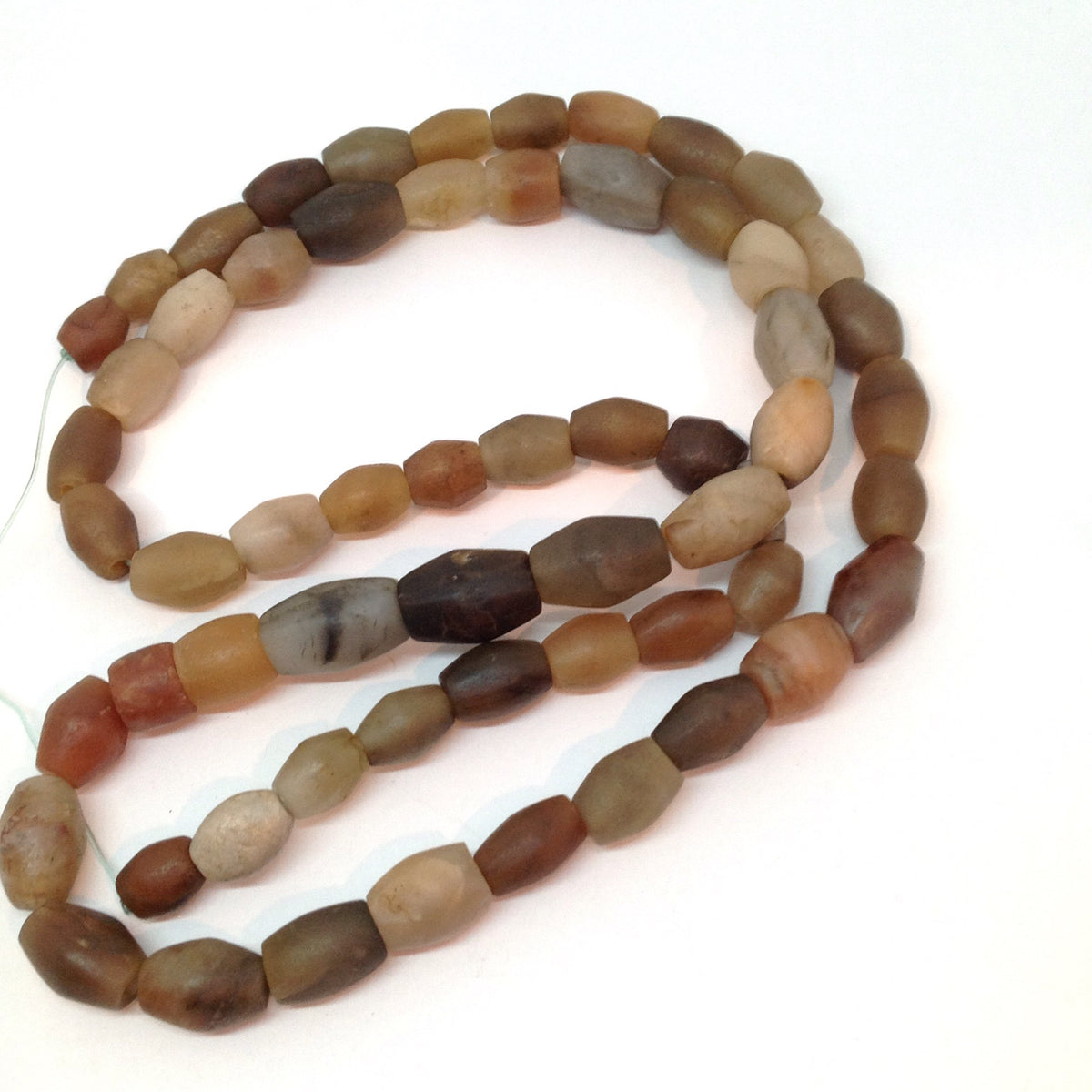 Ancient Excavated Gray, Beige and Brown Carved Stone Beads, Strand, Mauritania or Mali - Rita Okrent Collection (S339)