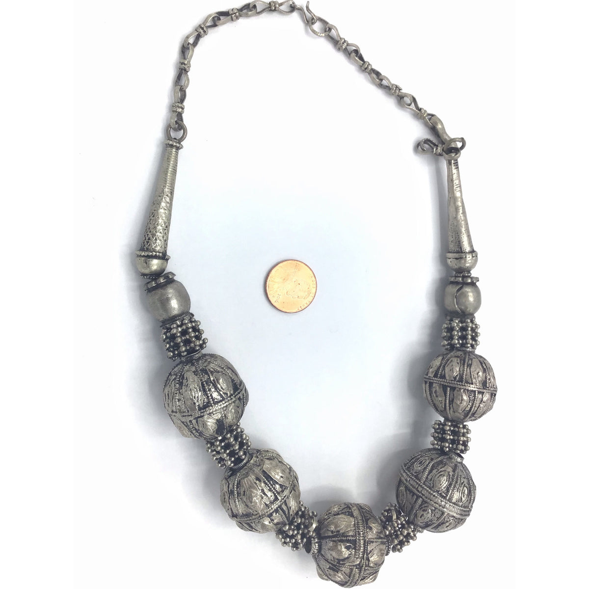 Traditional Yemeni Silver Beaded Necklace - Rita Okrent Collection (C565)