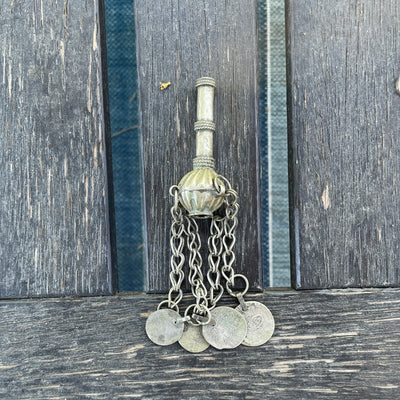 Palestinian Bedouin Silver Temporal Pendant with Dangles and Coins - Rita Okrent Collection (C804b)