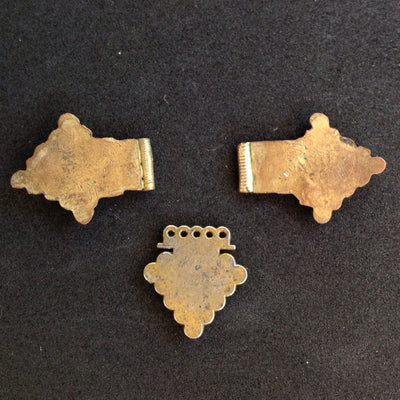 Mauritanian Gilt Gold Flat Headdress Pendants, Set of 3, Morocco - P535