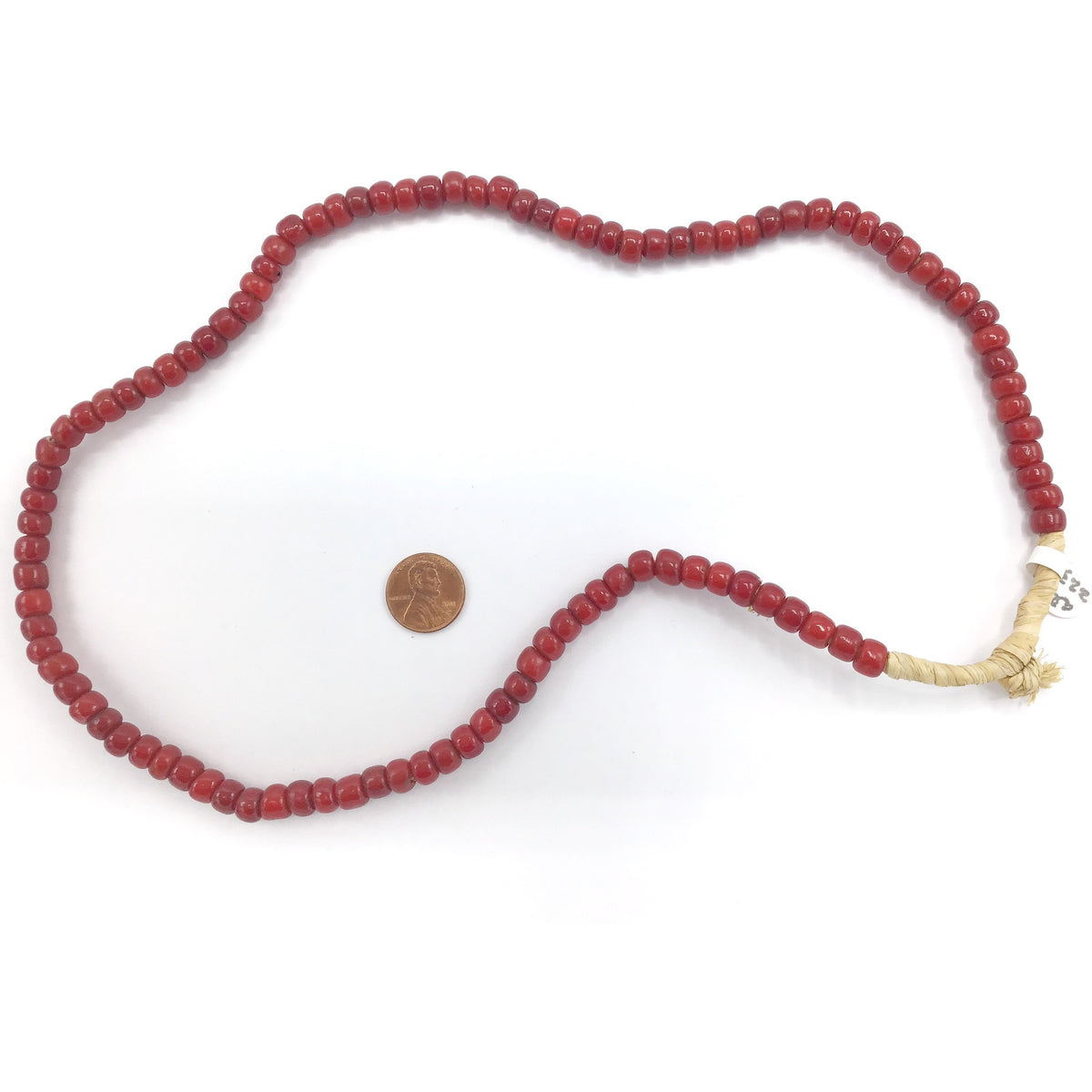 Vintage Red Glass White Heart Beads from the African Trade - Rita Okrent Collection (AT0223b)