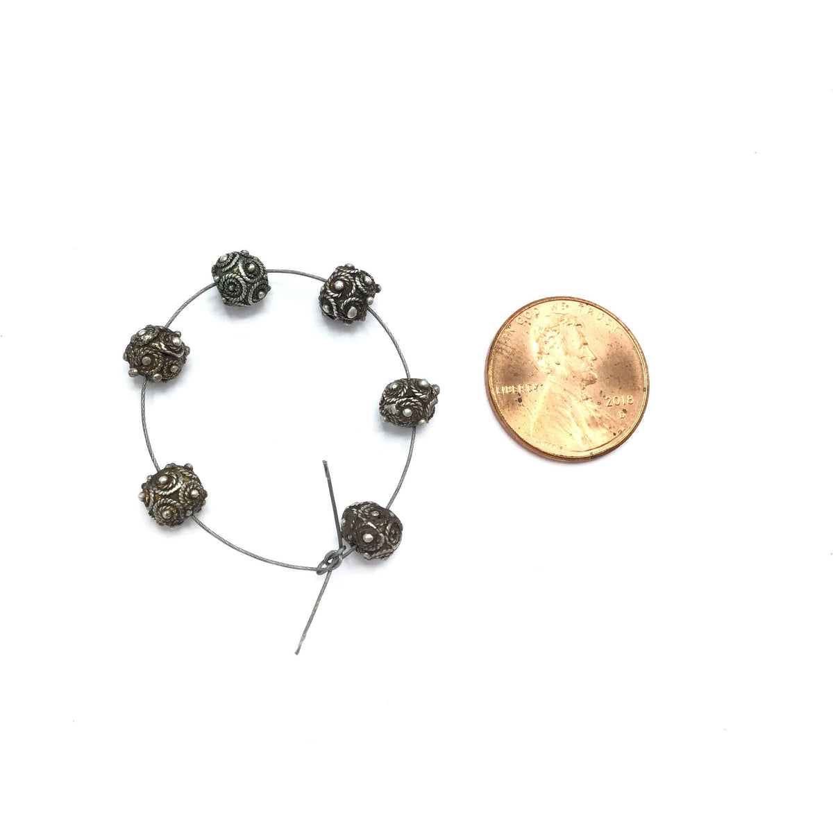 Matched Old Silver Mauritanian Beads, Group of 6 - Rita Okrent Collection (C448a)
