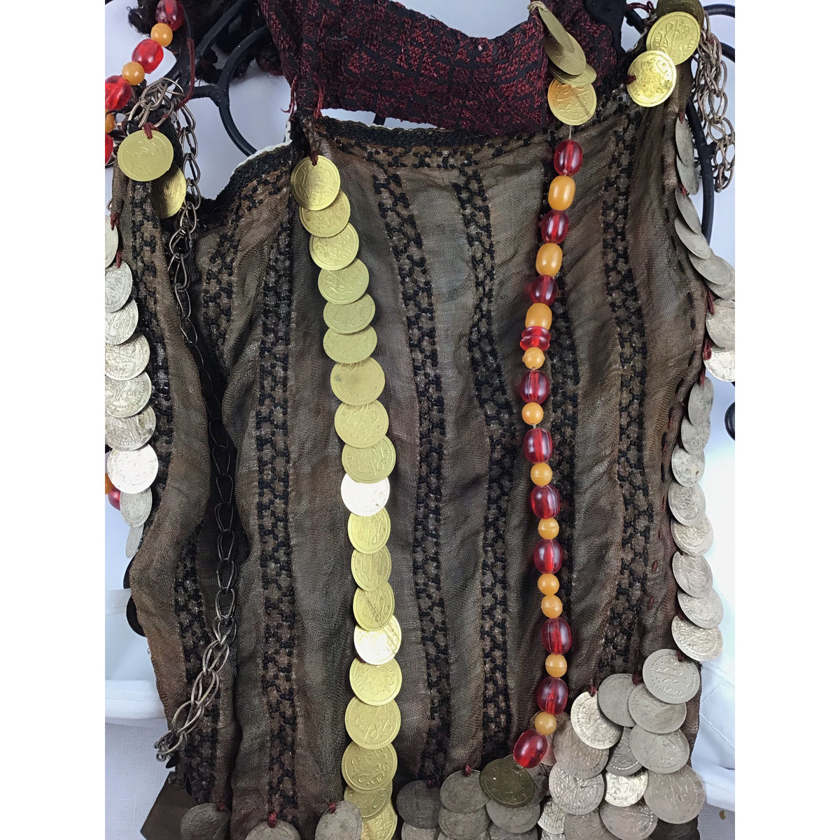 Sinai Bedouin Veil Headdress with Hanging Beads And Coins - Rita Okrent Collection (C676)