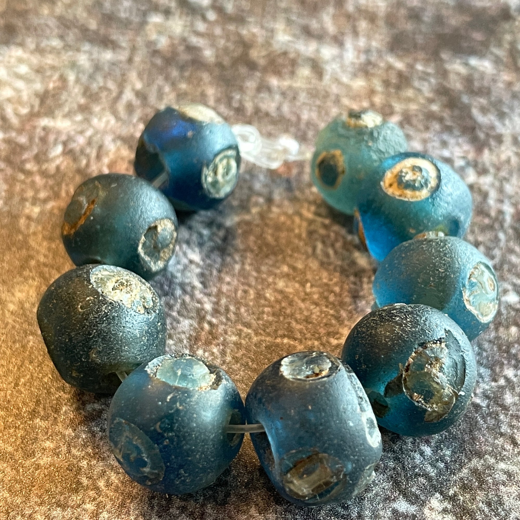A short strand of 10 Large Ancient Islamic Period Blue Evil Eye Beads –  Venerable Bead Company