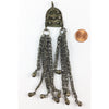 Bedouin Silver Metal Hanging Pendant with Long Chains and Tiny Bells - Rita Okrent Collection (P681)