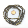 34 inch Mixed Vintage Handmade Yoruba Brass Decorated Tube Beads - Rita Okrent Collection (AT1646a)