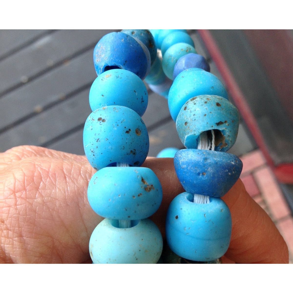 Antique Dutch Mixed Blue Glass Beads from the African Trade - AT0644