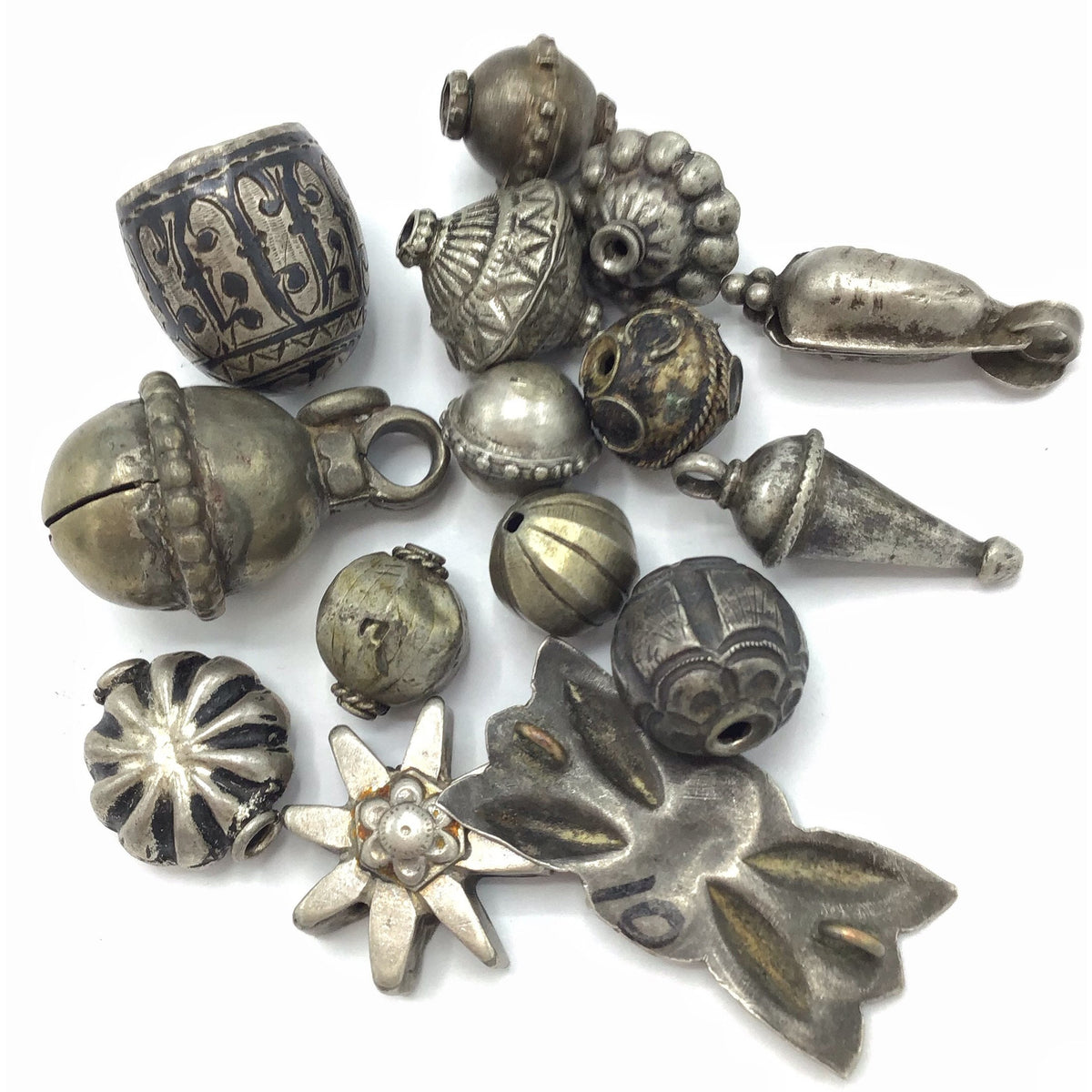 Mixed Lot of Ethnic Coin Silver and Metal Beads and Pendants - Rita Okrent Collection (P217)
