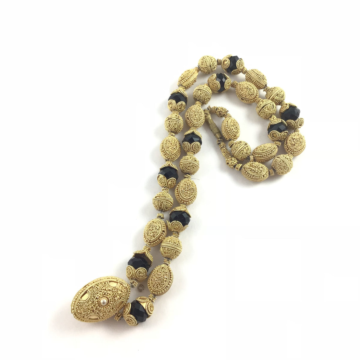 Gilt Silver Gold Washed Traditional Beaded Bridal Necklace from Mauritania - Rita Okrent Collection (NE319))