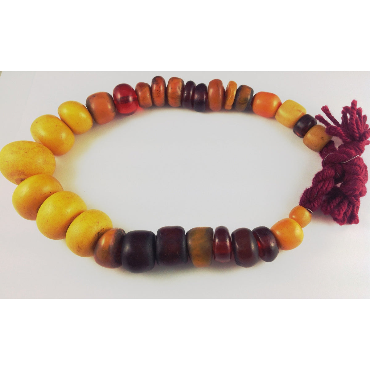 Super Nice Graduated Mixed Orange, Brown and Yellow Faux Amber Beads, Strand, Morocco - AT0679