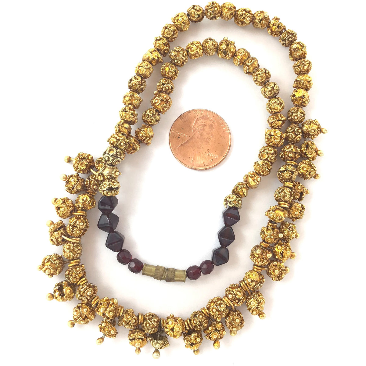 Traditional Mauritanian Gilded Granulated Silver Beaded Bridal Necklace - Rita Okrent Collection (NE320)