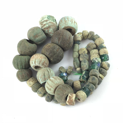 Ancient Egyptian Faience Beads with Mixed Ancient Glass Beads, from Egypt and West Africa - Rita Okrent Collection (AN275)