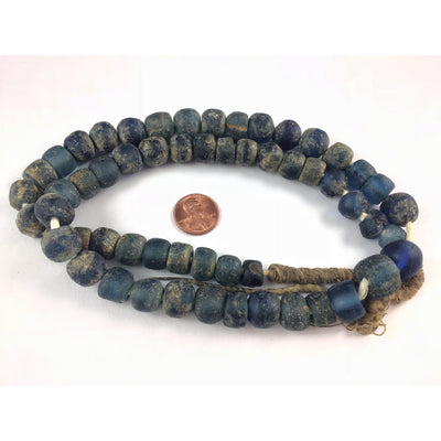 Islamic Period Blue Glass Beads, 25 Inch Strand- Rita Okrent Collection (AG105h)